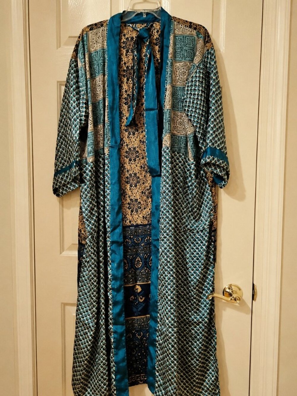 Handmade Women's Art Silk Kimono Robe Dress Beach Cover-up Gown